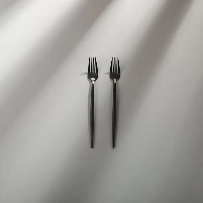 Minimalist/ French Flatware Salad Servers, Serving Utensils & Individual Pieces-JAZZUPCO-Matte Black-Salad Fork (2 Pieces)-JAZZUPCO