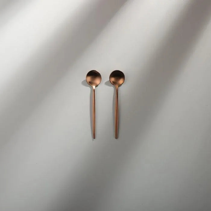 Minimalist/ French Flatware Salad Servers, Serving Utensils & Individual Pieces-JAZZUPCO-Matte Rose Gold-Teaspoon (2 Pieces)-JAZZUPCO