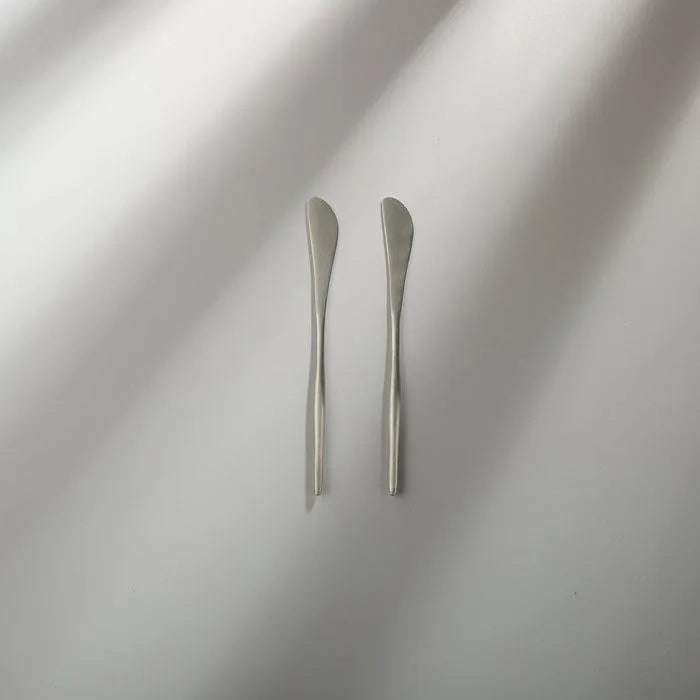 Minimalist/ French Flatware Salad Servers, Serving Utensils & Individual Pieces-JAZZUPCO-Matte Silver-Butter Knife (2 Pieces)-JAZZUPCO
