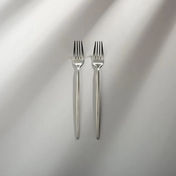 Minimalist/ French Flatware Salad Servers, Serving Utensils & Individual Pieces-JAZZUPCO-Matte Silver-Dinner Fork (2 Pieces)-JAZZUPCO
