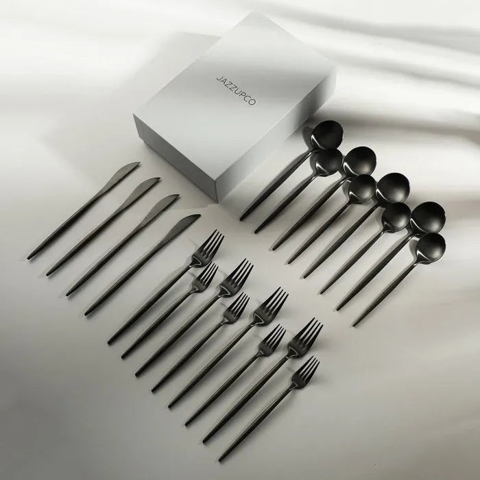 Minimalist/ French Flatware-jazzupco-Matte Black-4 Person Set (20 Pieces)-JAZZUPCO