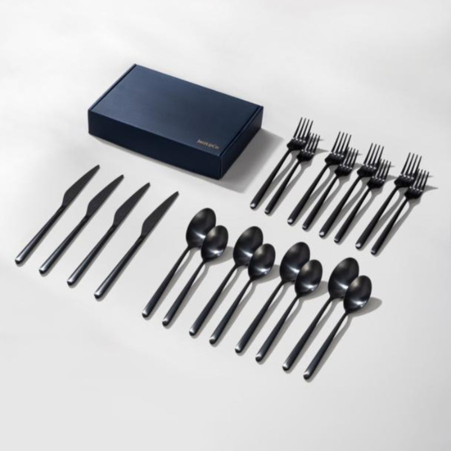 Haelynn 2.0-Flatware-JazzUpCo-Matte Black-4 Person Set (20 Pieces)-JAZZUPCO