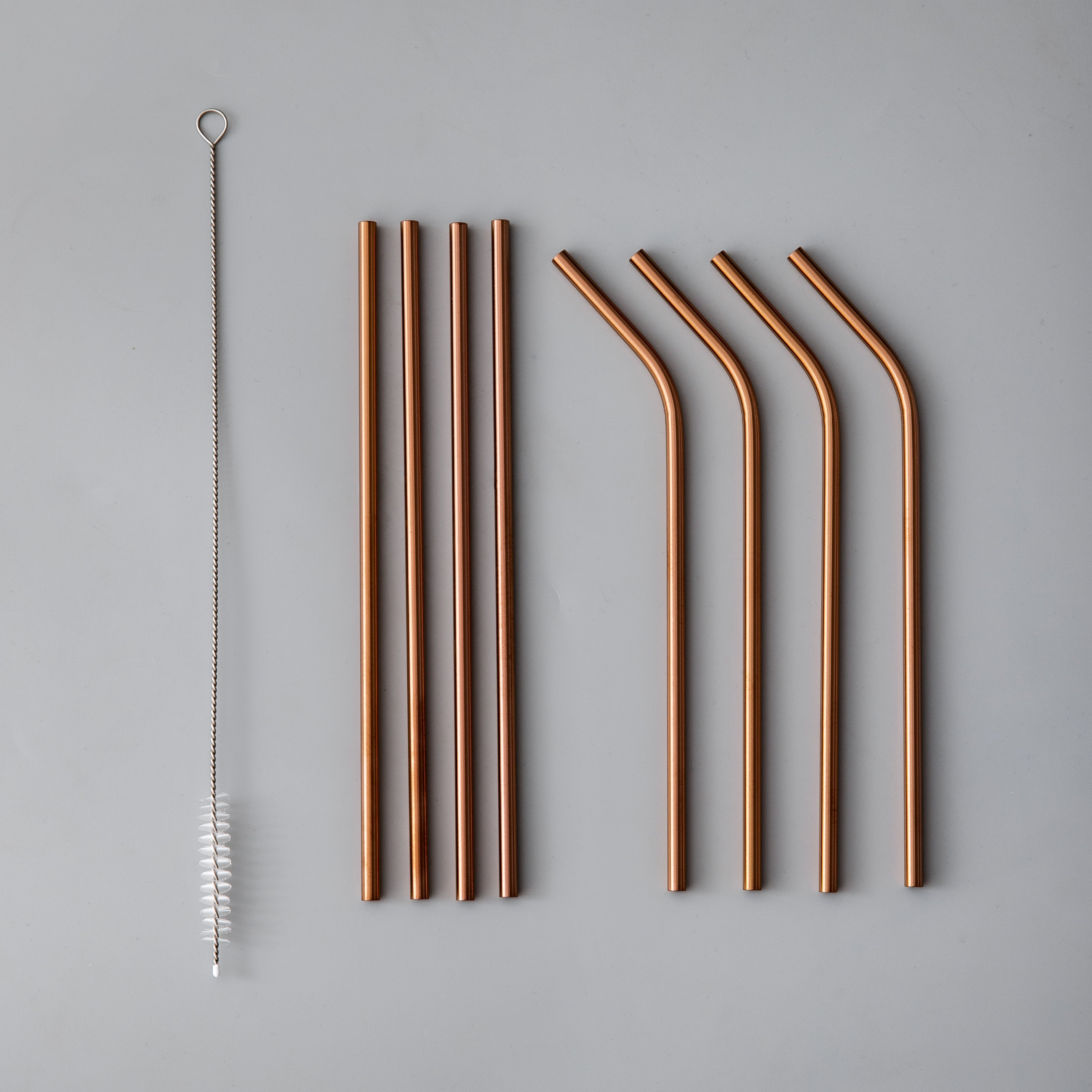 Individual & Matching Pieces-JAZZUPCO-Matte Rose Gold-Straw Set (9 Pieces)-JAZZUPCO