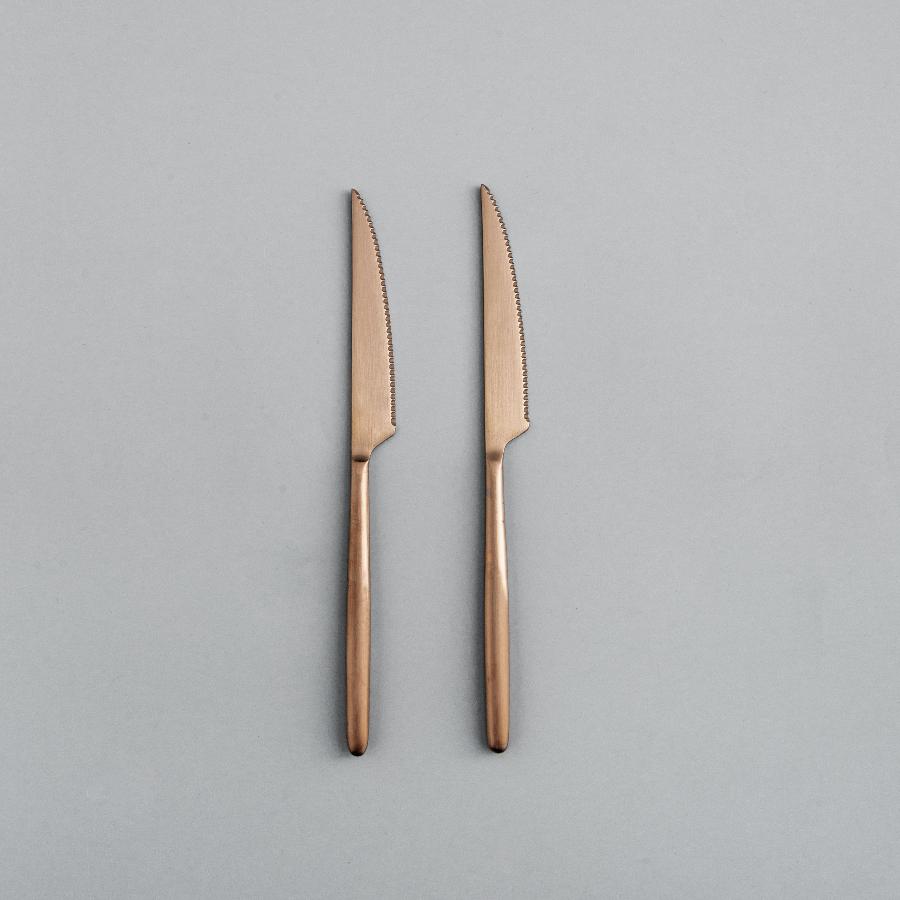 Matching Pieces-JAZZUPCO-Matte Rose Gold-Steak Knife (2 Pieces)-JAZZUPCO