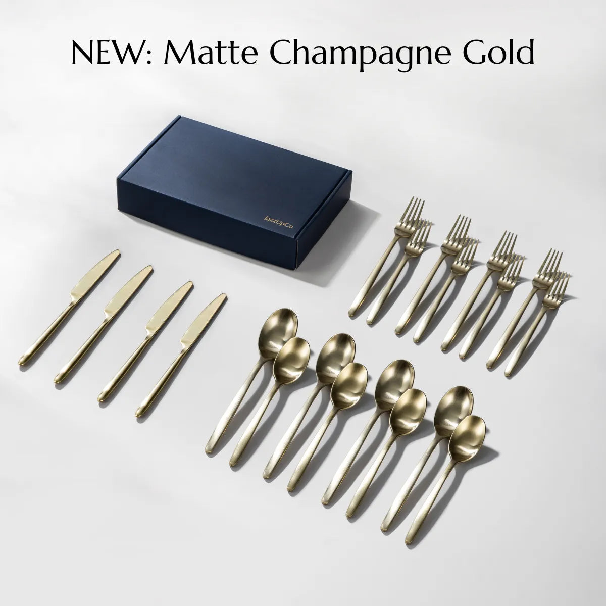 Ava Flatware-Flatware-JazzUpCo-Matte Champagne Gold-4 Person Set (20 Pieces)-JAZZUPCO