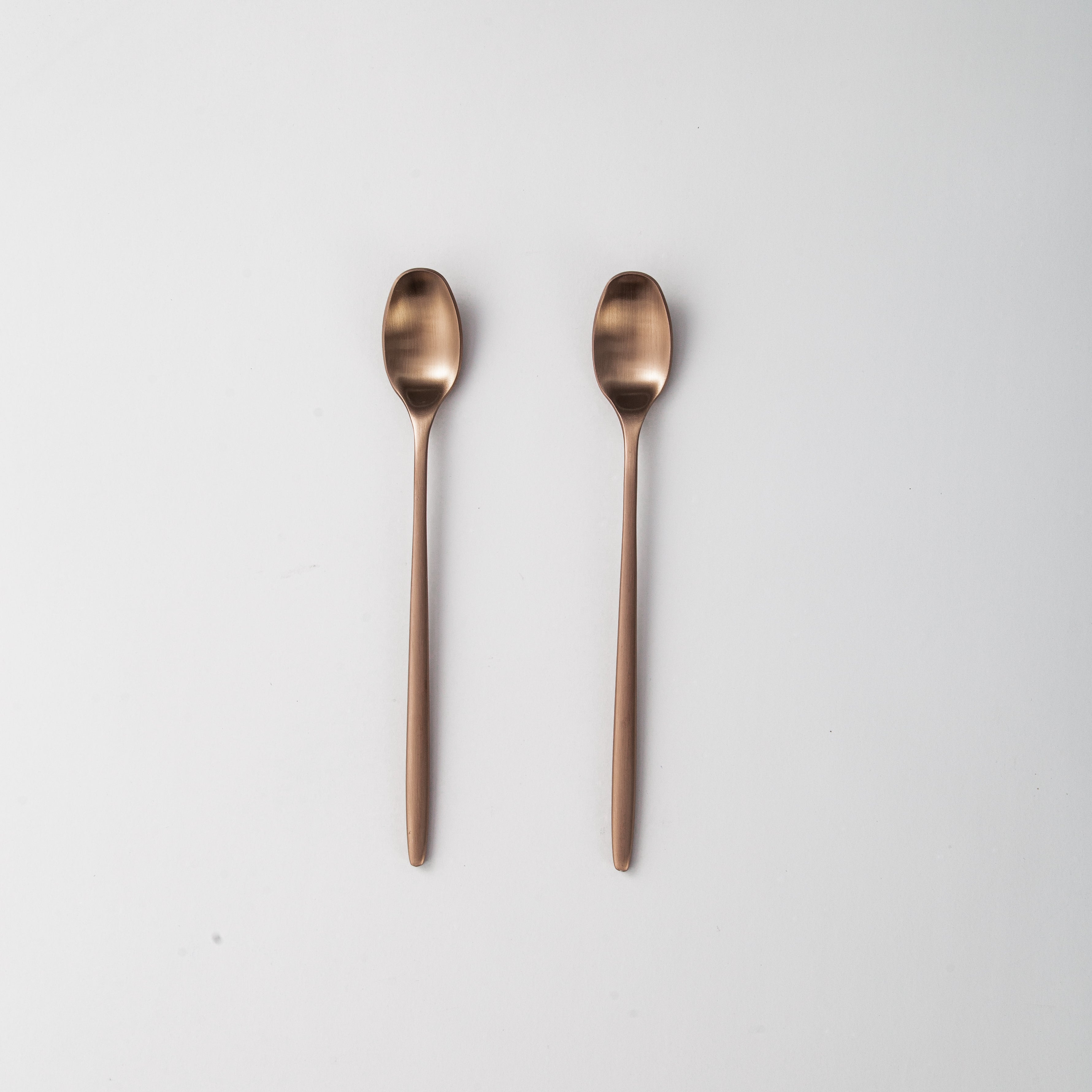 Individual & Matching Pieces-JAZZUPCO-Matte Rose Gold-Long Drink Spoon (2 Pieces)-JAZZUPCO