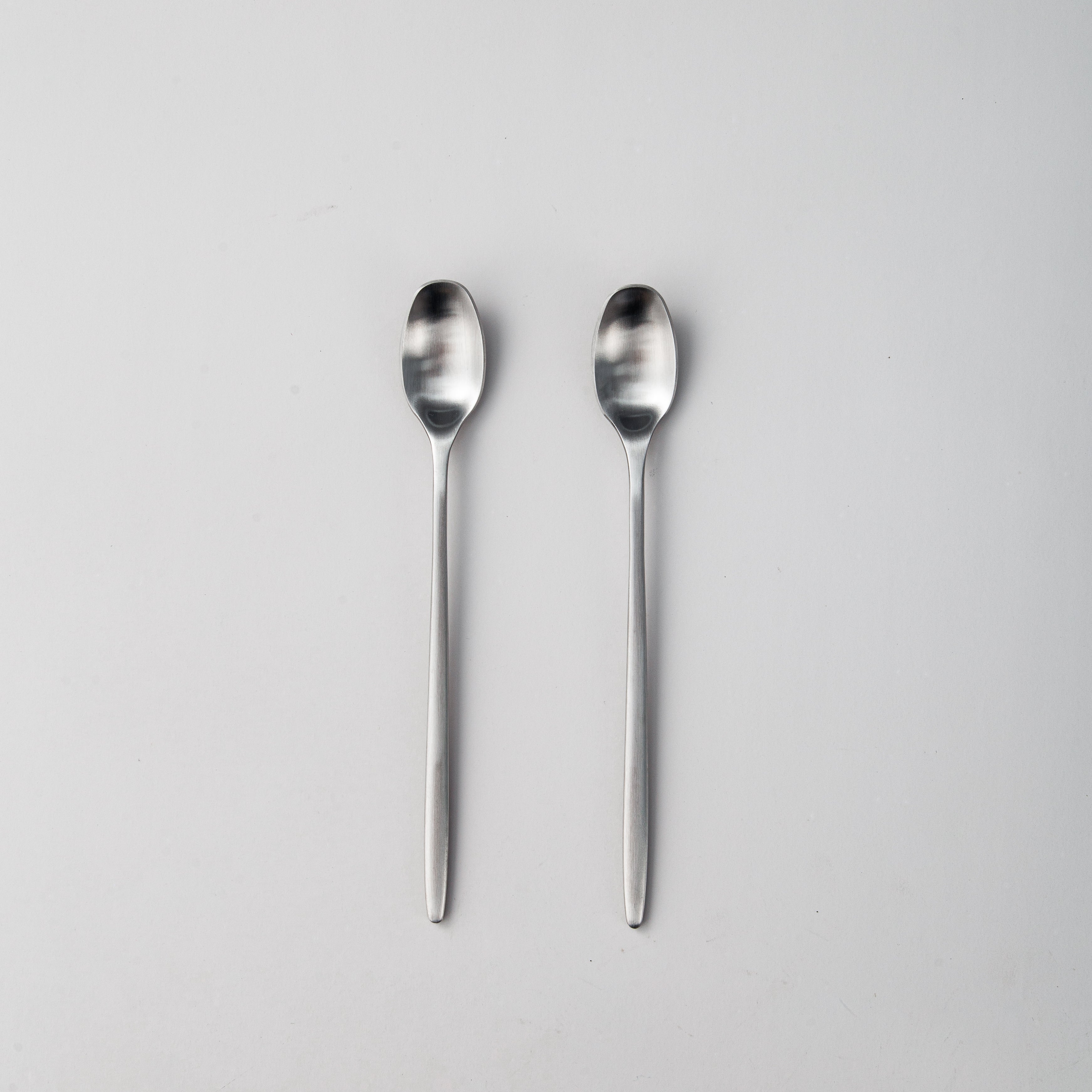 Individual & Matching Pieces-JAZZUPCO-Matte Silver-Long Drink Spoon (2 Pieces)-JAZZUPCO