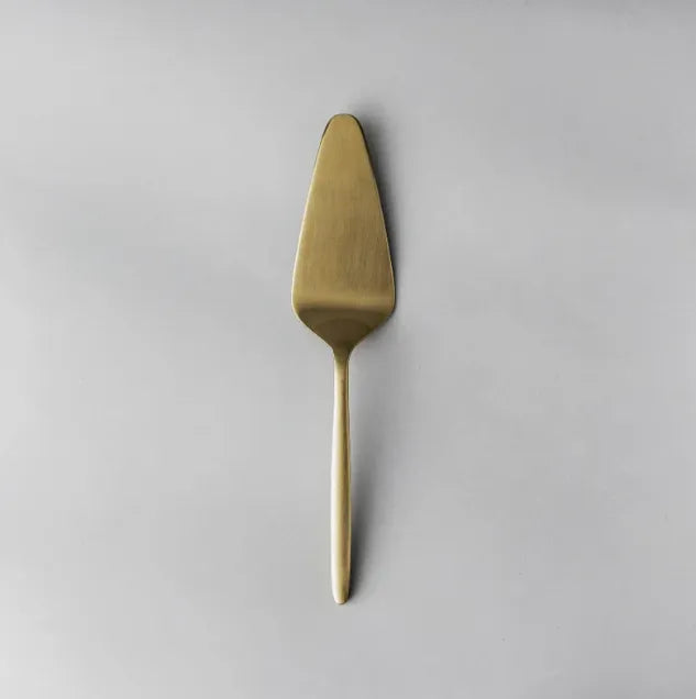 Minimalist/ French Flatware Salad Servers, Serving Utensils & Individual Pieces-JAZZUPCO-Matte Gold-Cake Knife-JAZZUPCO