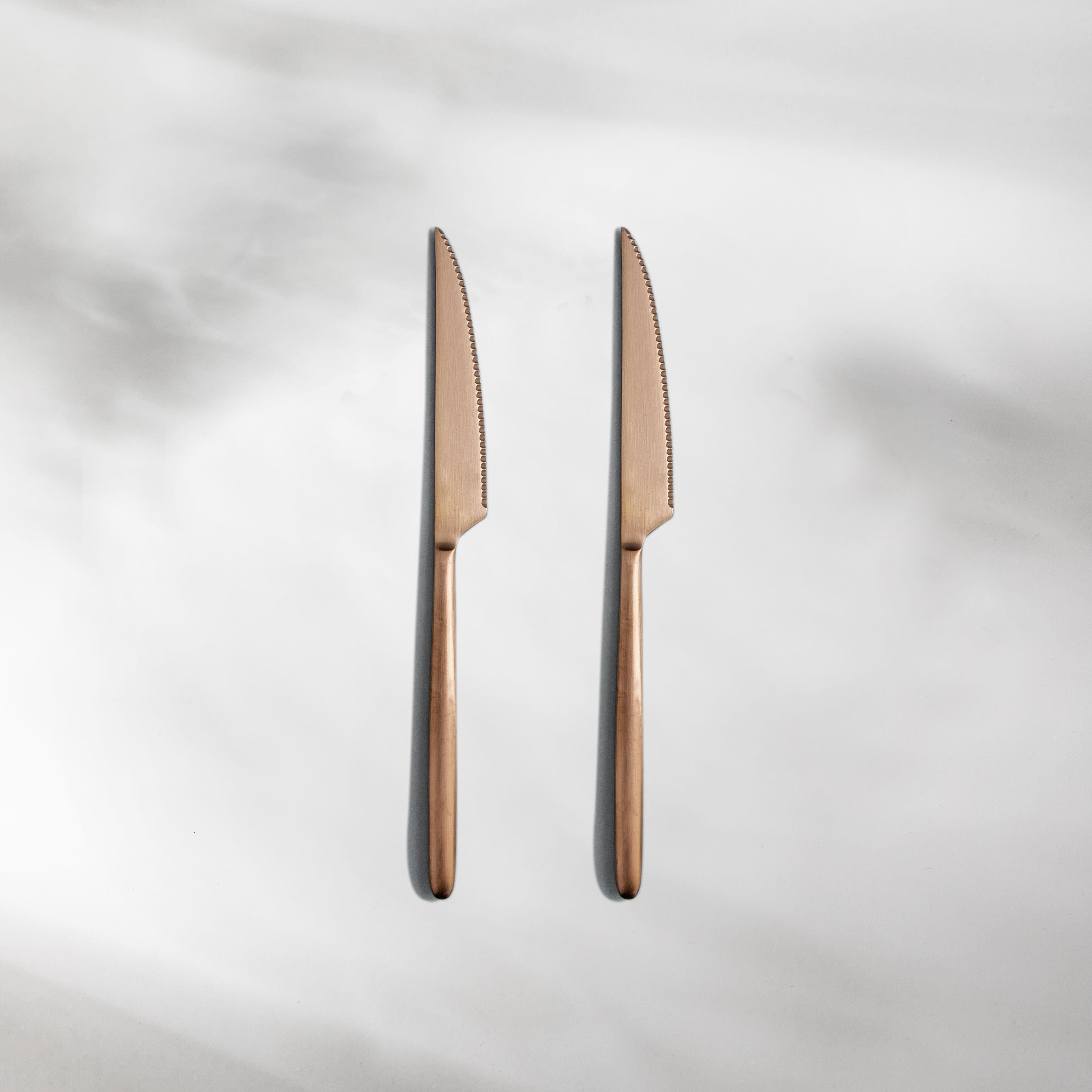Individual & Matching Pieces-JAZZUPCO-Matte Rose Gold-Steak Knife (2 Pieces)-JAZZUPCO