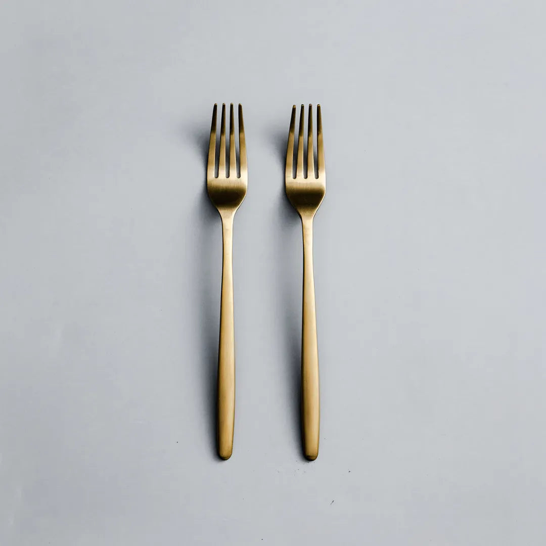 Individual & Matching Pieces-JAZZUPCO-Matte Gold-Dinner Fork (2 Pieces)-JAZZUPCO