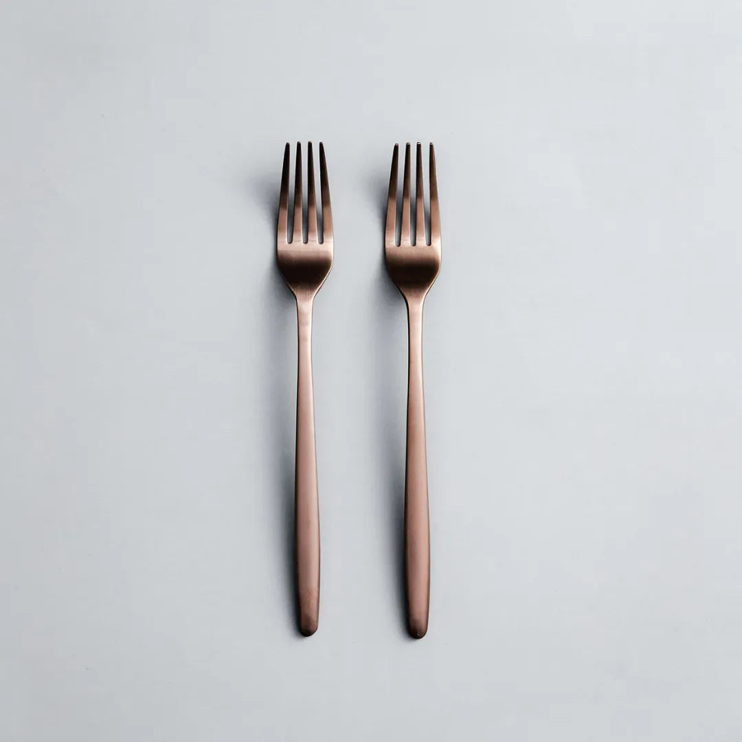 Individual & Matching Pieces-JAZZUPCO-Matte Rose Gold-Dinner Fork (2 Pieces)-JAZZUPCO