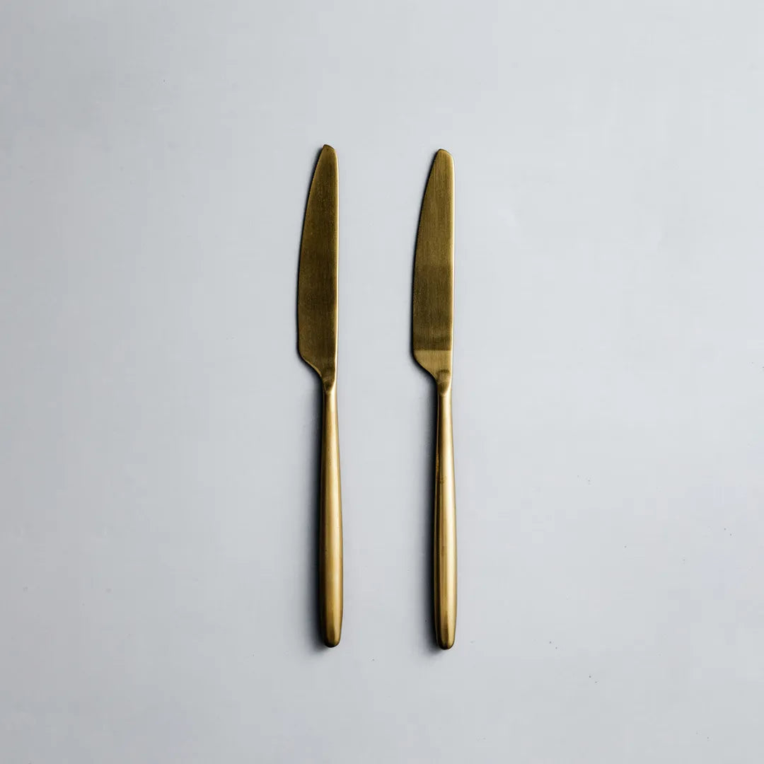 Individual & Matching Pieces-JAZZUPCO-Matte Gold-Dinner Knife (2 Pieces)-JAZZUPCO