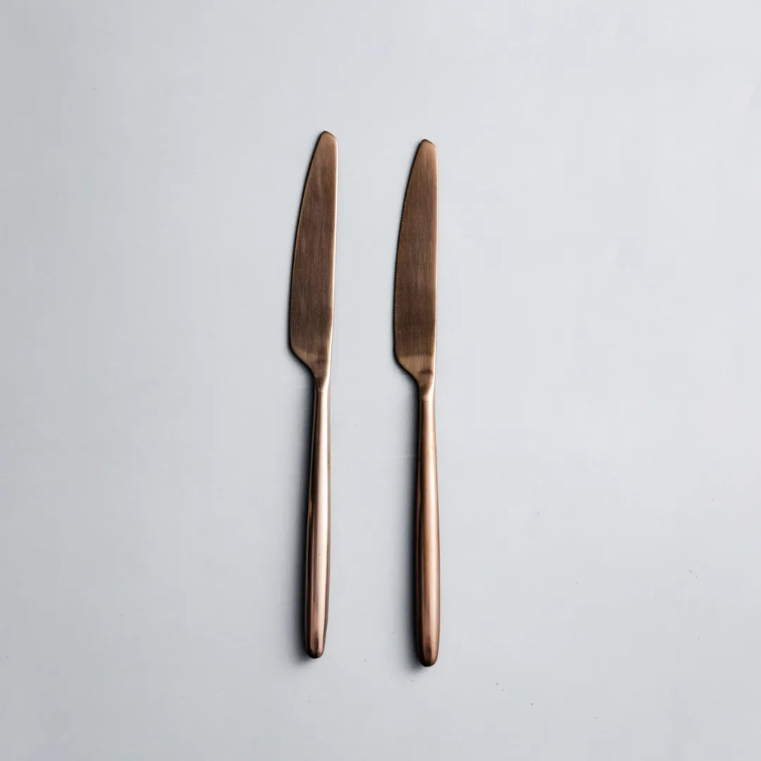 Individual & Matching Pieces-JAZZUPCO-Matte Rose Gold-Dinner Knife (2 Pieces)-JAZZUPCO