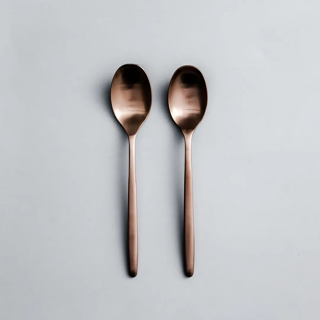 Individual & Matching Pieces-JAZZUPCO-Matte Rose Gold-Dinner Spoon (2 Pieces)-JAZZUPCO