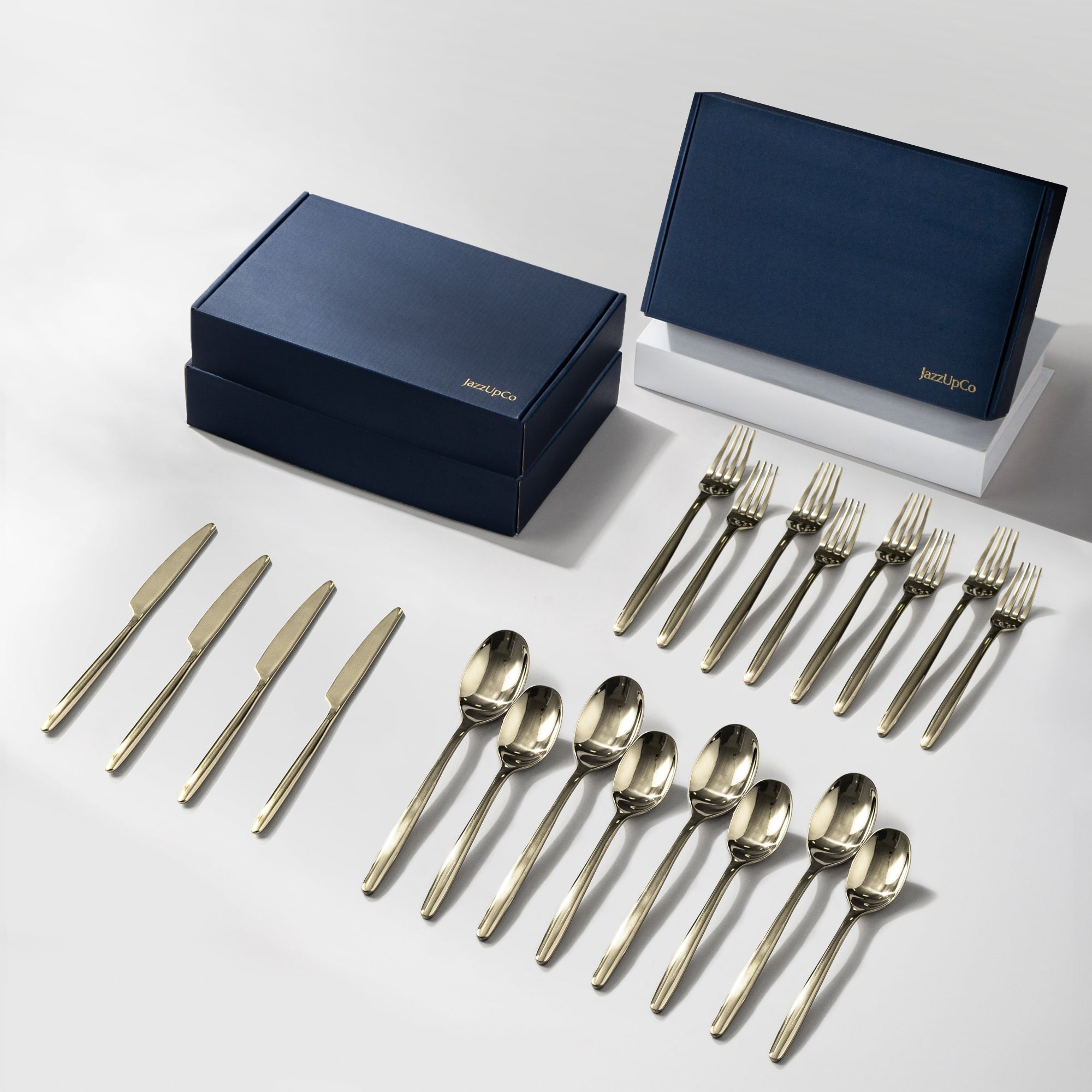 Ava Flatware Mirror Finish-Flatware-JazzUpCo-Mirror Champagne Gold-12 Person Set (60 Pieces)-JAZZUPCO