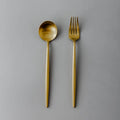 Minimalist/ French Flatware Salad Servers, Serving Utensils & Individual Pieces-JAZZUPCO-Matte Gold-Serving Utensils-JAZZUPCO